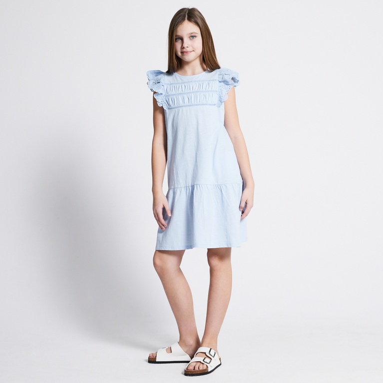 Broderie frill dress "Siv" Blue
